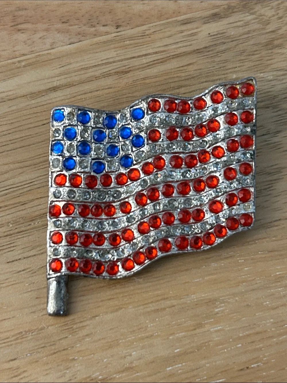 American Flag Red White Blue Rhinestone Brooch pin